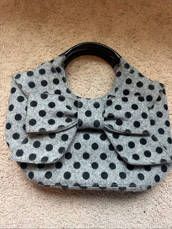kate spade Handbags - kate spade Gray and Black Polka Dot Bow Shoulder Bag